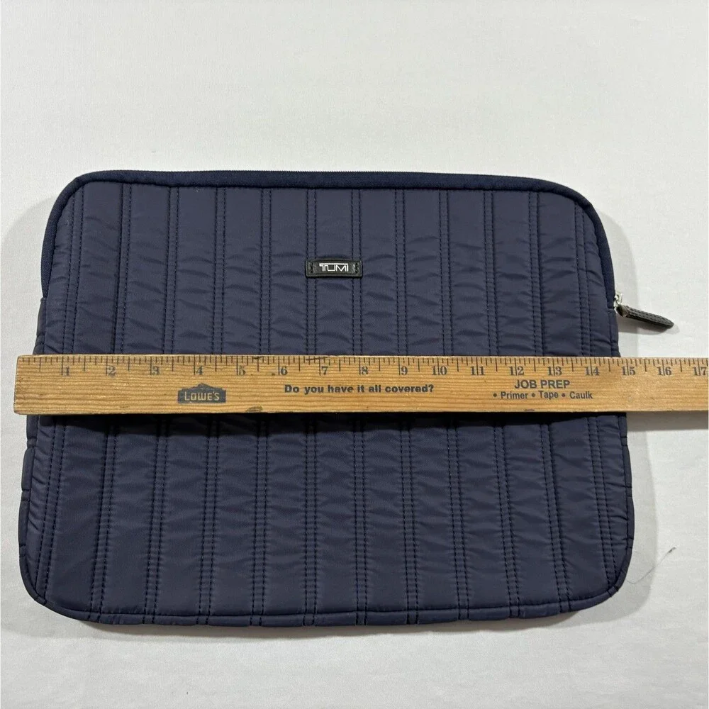 Tumi Quilted Navy Travel School Laptop Sleeve Computer Cover Ipad Padded 14x11